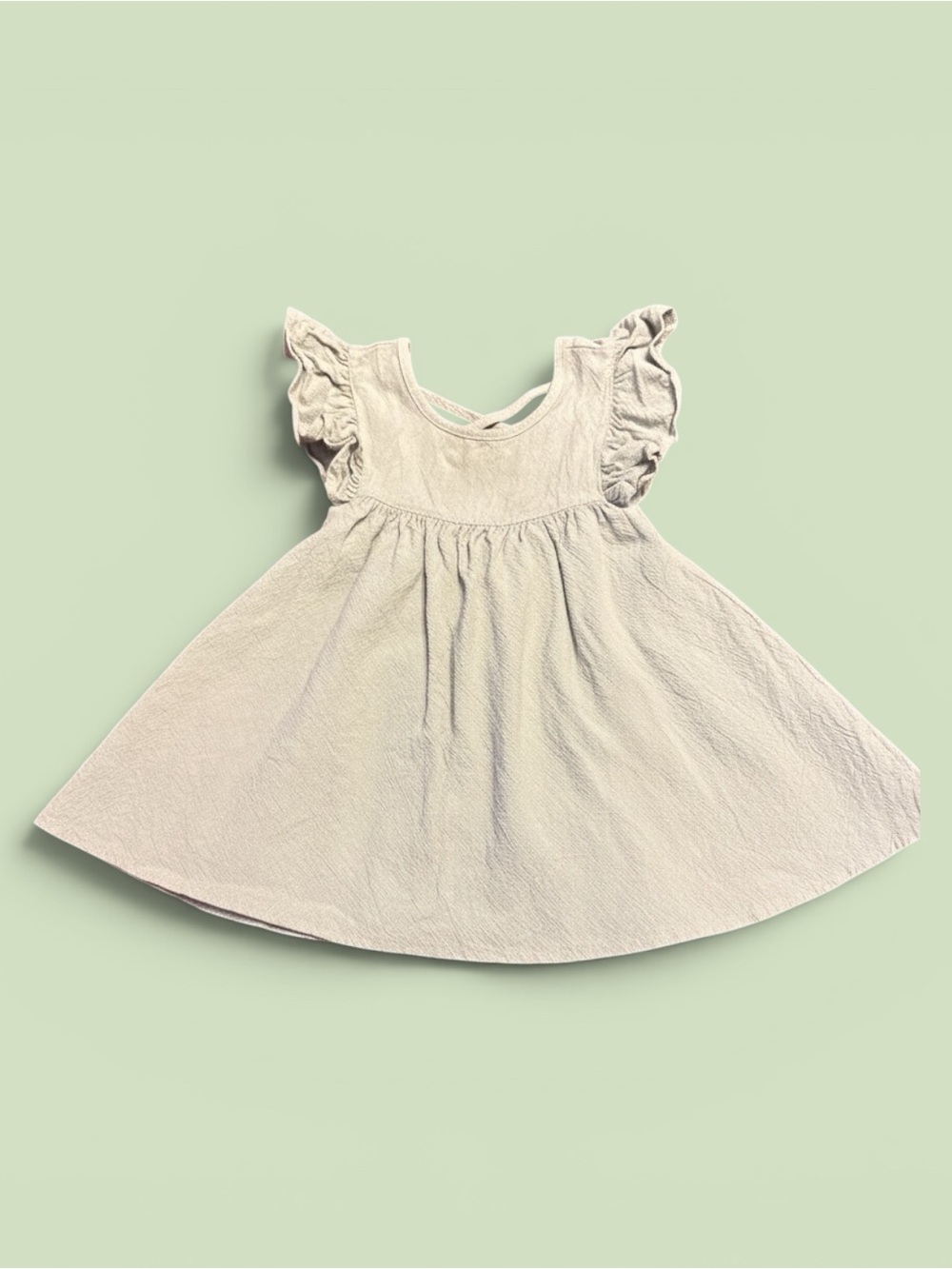 2T Girls Flutter Sleeve Summer Dress - Light Sage